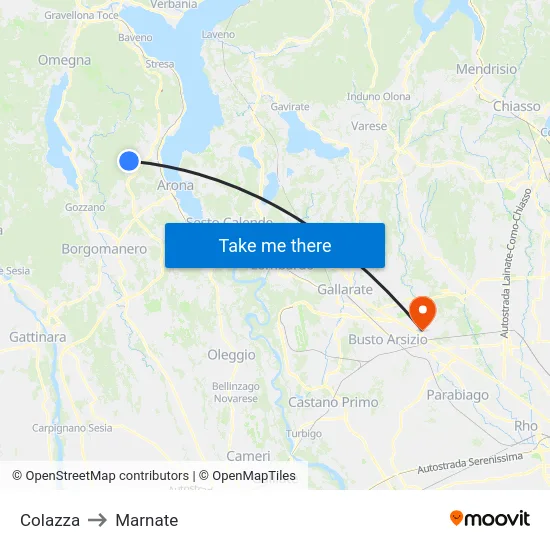 Colazza to Marnate map