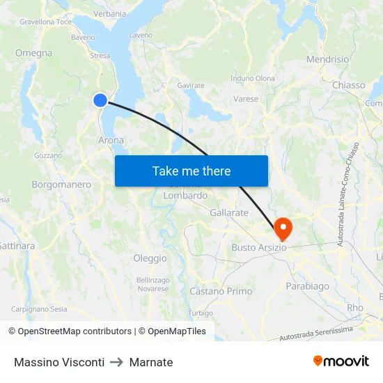 Massino Visconti to Marnate map