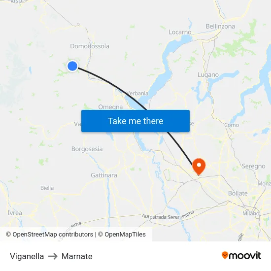 Viganella to Marnate map