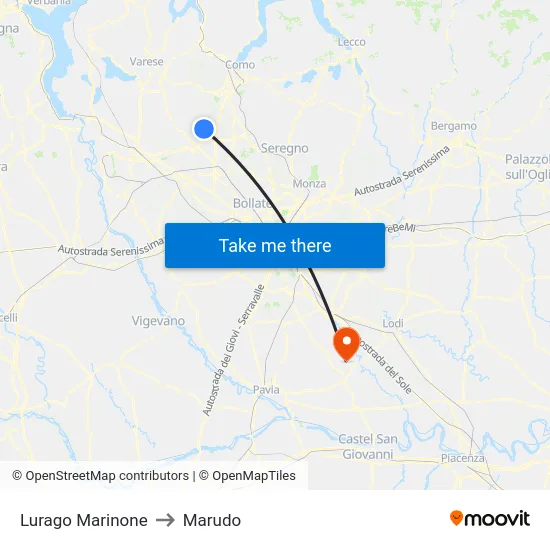 Lurago Marinone to Marudo map