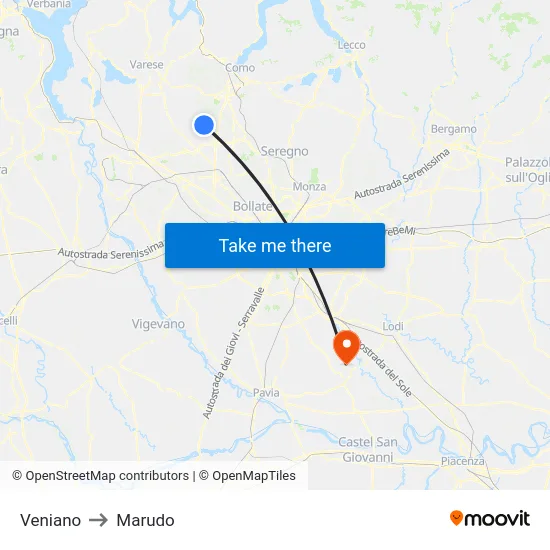 Veniano to Marudo map