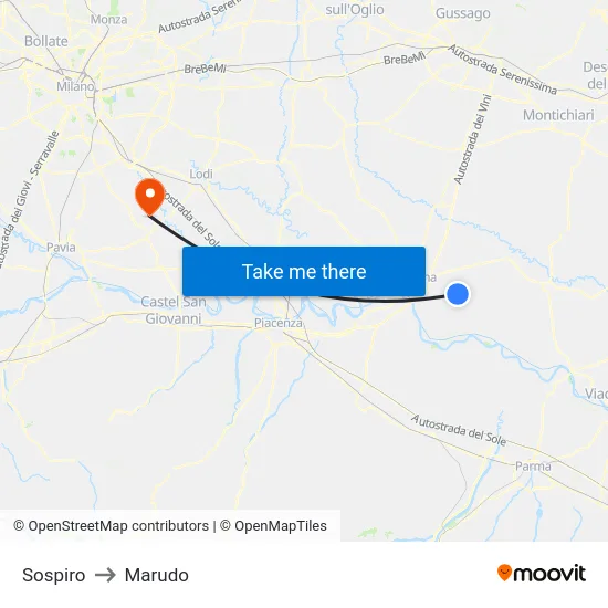 Sospiro to Marudo map