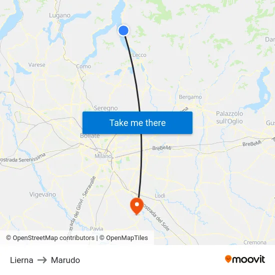 Lierna to Marudo map