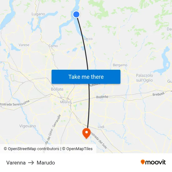 Varenna to Marudo map