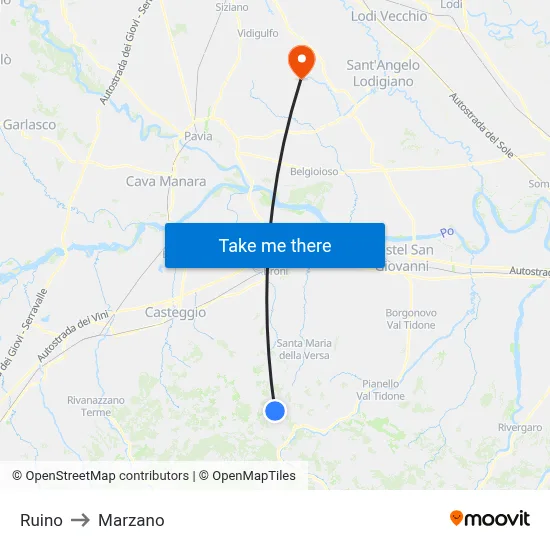 Ruino to Marzano map