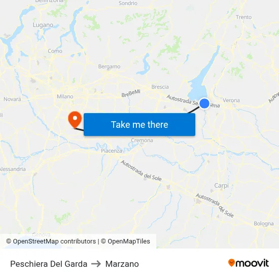 Peschiera Del Garda to Marzano map