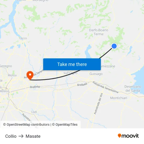 Collio to Masate map