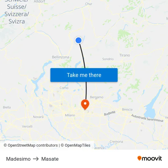 Madesimo to Masate map