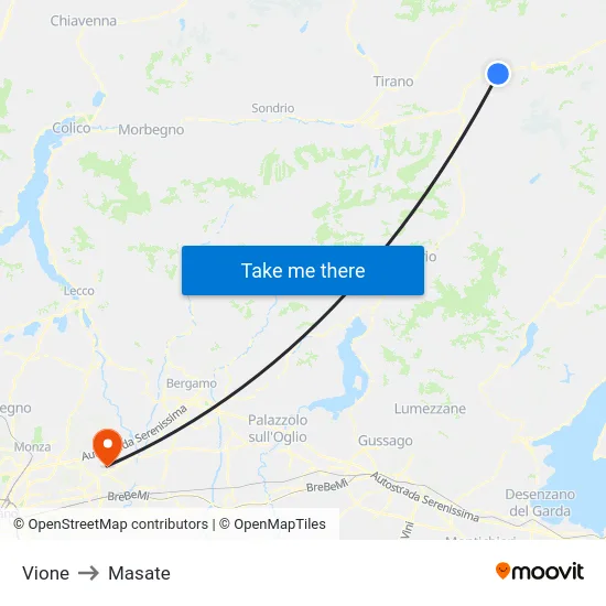 Vione to Masate map