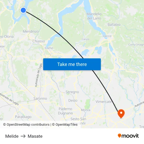 Melide to Masate map