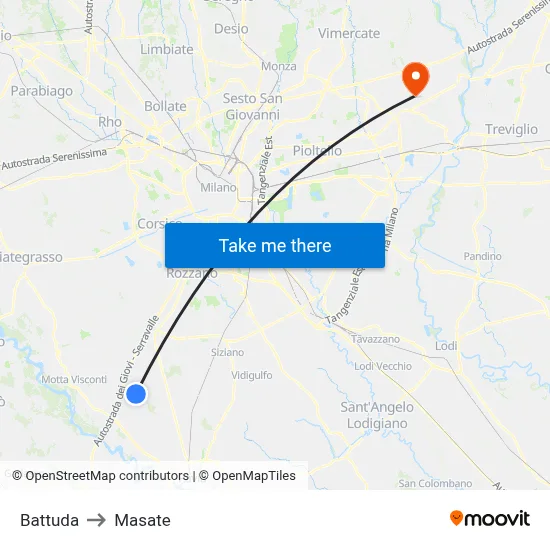 Battuda to Masate map