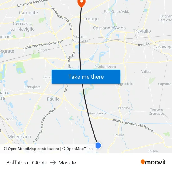 Boffalora D'Adda to Masate map