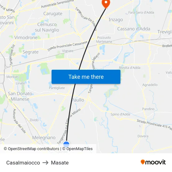 Casalmaiocco to Masate map