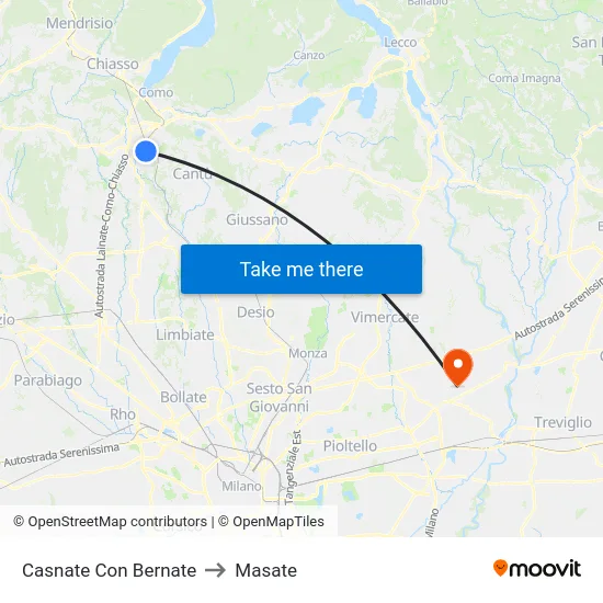 Casnate Con Bernate to Masate map