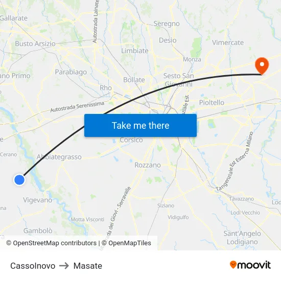 Cassolnovo to Masate map