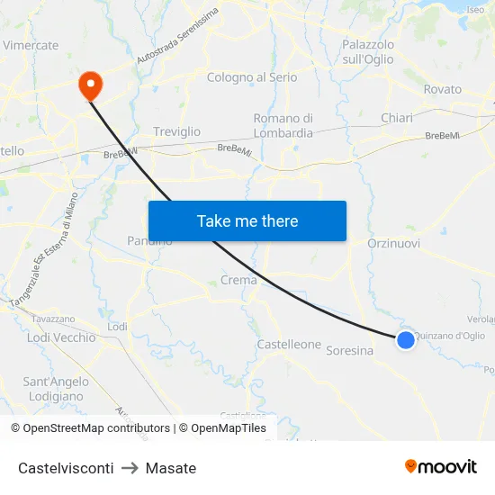 Castelvisconti to Masate map
