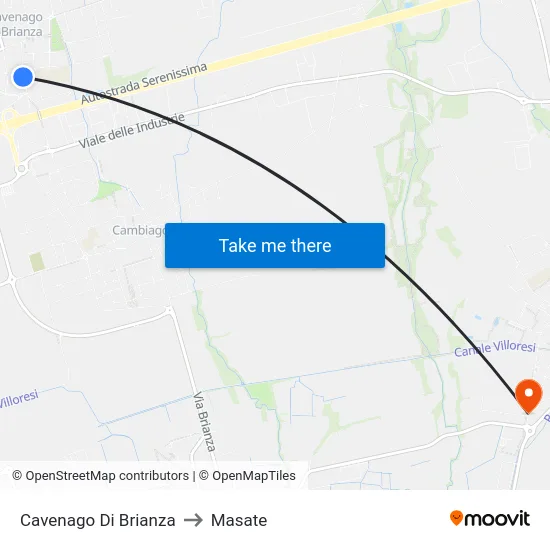 Cavenago Di Brianza to Masate map