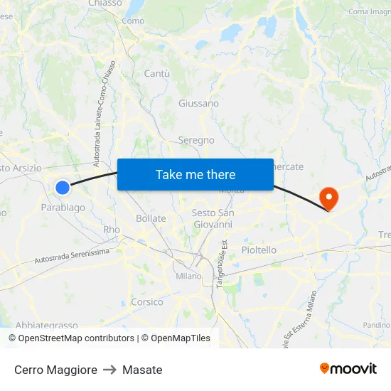 Cerro Maggiore to Masate map