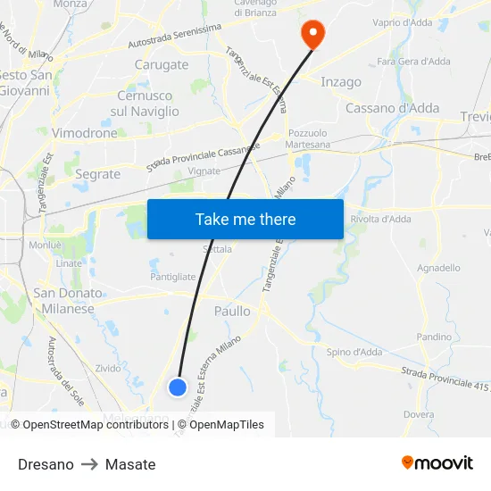 Dresano to Masate map