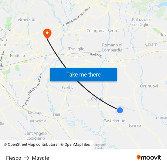 Fiesco to Masate map