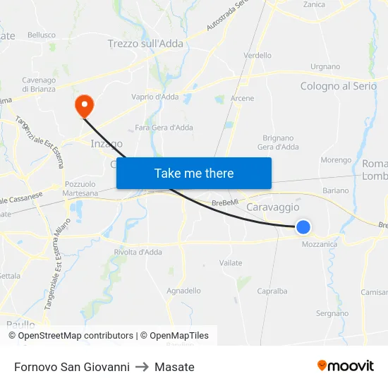 Fornovo San Giovanni to Masate map