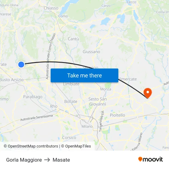 Gorla Maggiore to Masate map