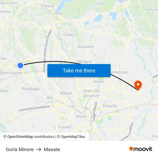 Gorla Minore to Masate map