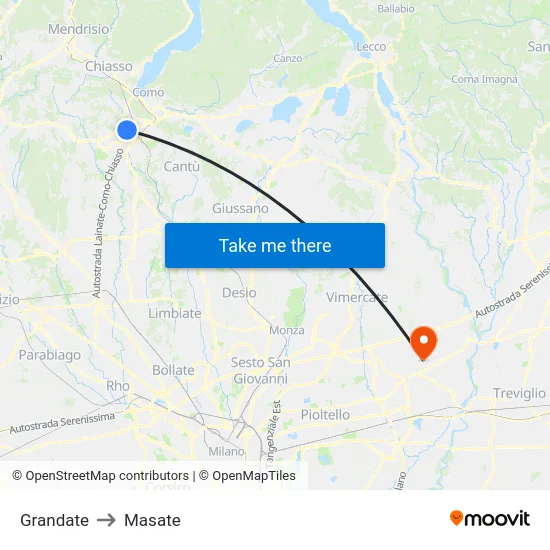 Grandate to Masate map