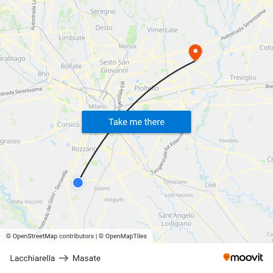 Lacchiarella to Masate map