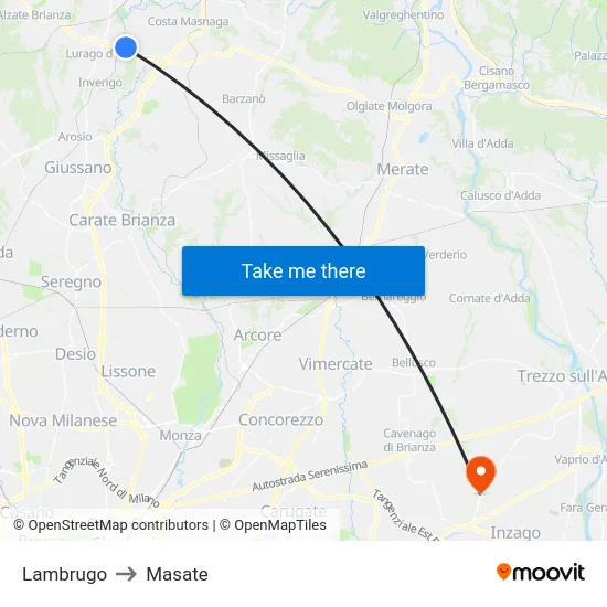 Lambrugo to Masate map