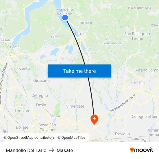 Mandello Del Lario to Masate map