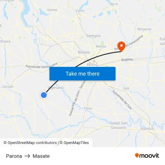 Parona to Masate map