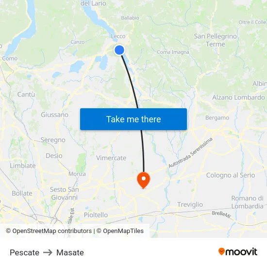 Pescate to Masate map