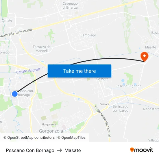 Pessano Con Bornago to Masate map