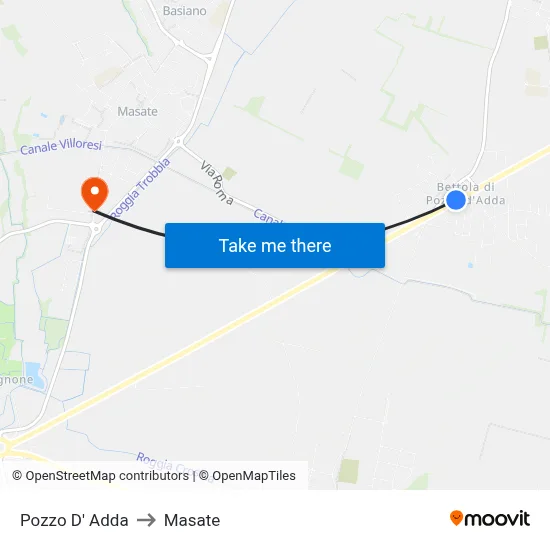 Pozzo D' Adda to Masate map