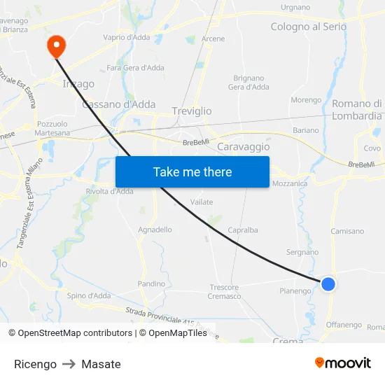 Ricengo to Masate map