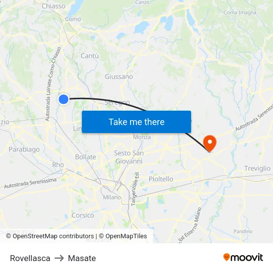 Rovellasca to Masate map