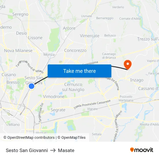 Sesto San Giovanni to Masate map