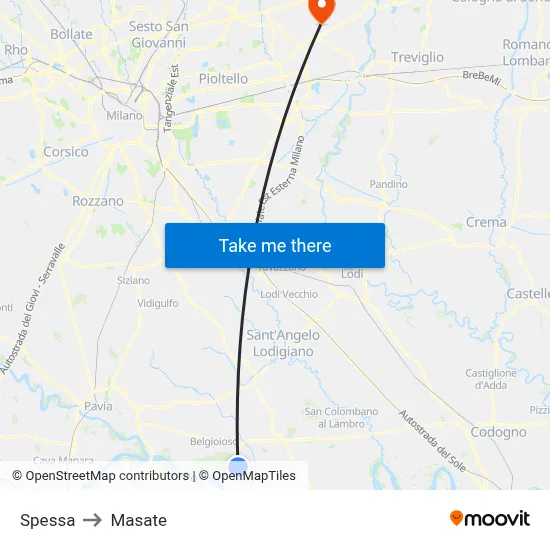 Spessa to Masate map