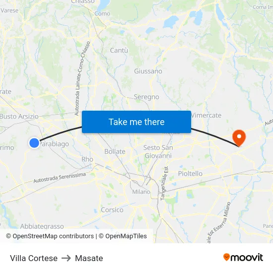 Villa Cortese to Masate map