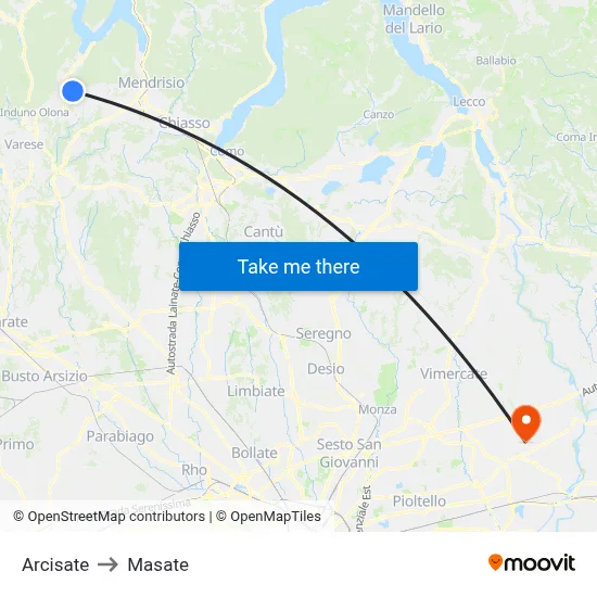 Arcisate to Masate map