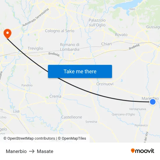 Manerbio to Masate map