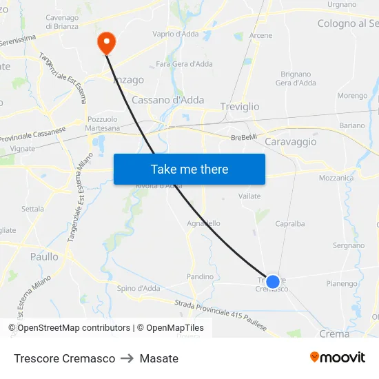 Trescore Cremasco to Masate map
