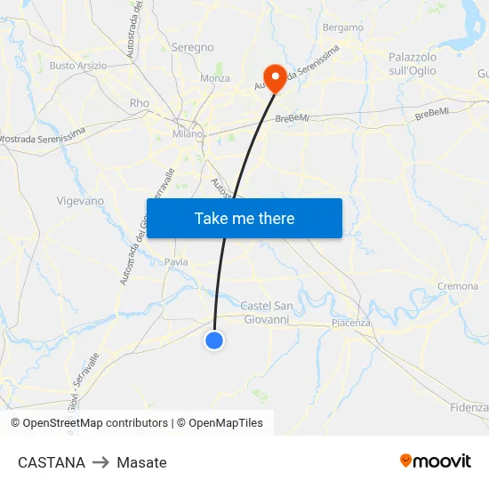 Castana to Masate map