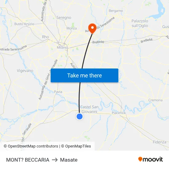 Mont'Beccaria to Masate map