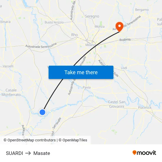Suardi to Masate map
