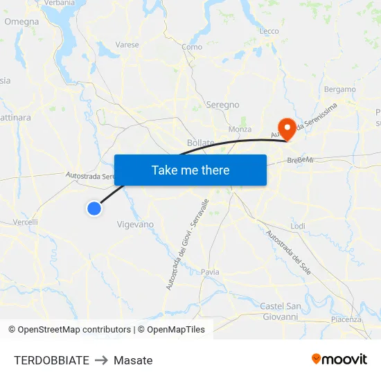 TERDOBBIATE to Masate map