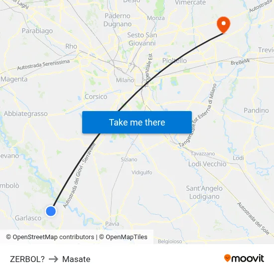 Zerbol to Masate map