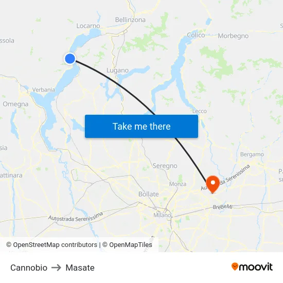 Cannobio to Masate map