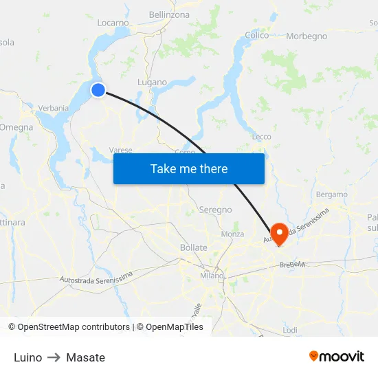 Luino to Masate map